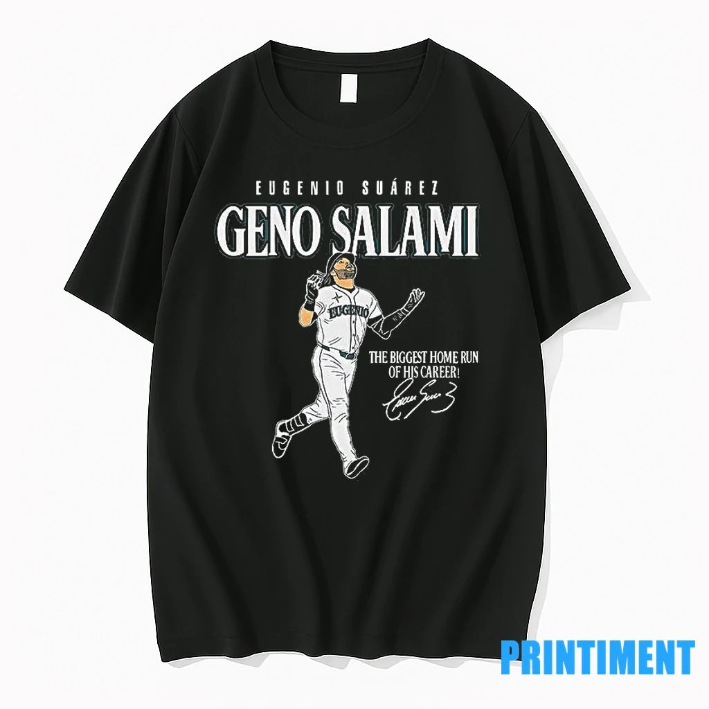 Seattle Mariners Eugenio Suarez Genoa Salami The Biggest Home Run Of His Career Signature Tshirts
