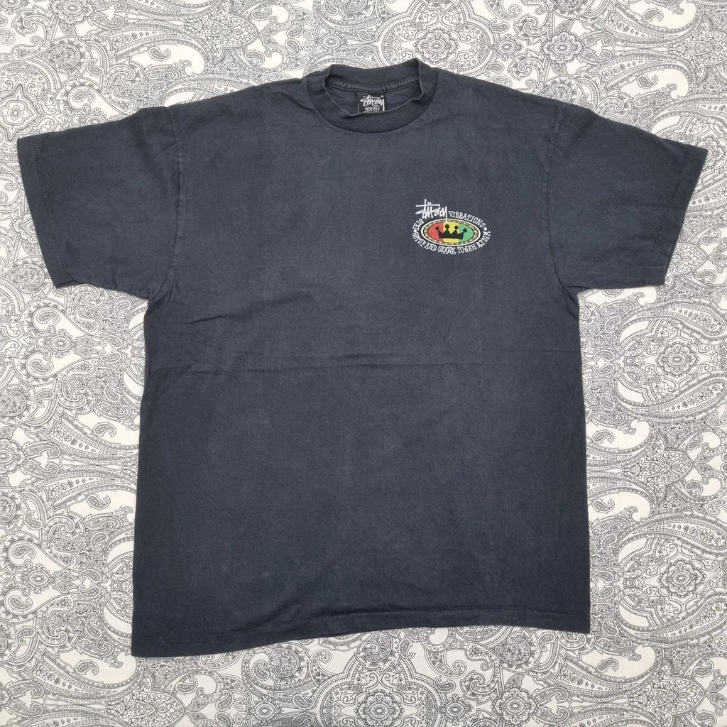 Vintage Stussy T Shirt Size XL Irie Vibrations Get Up And Skank Print
