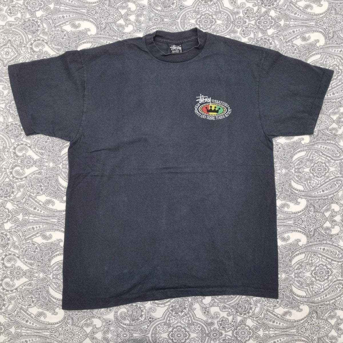 Vintage Stussy T Shirt Size XL Irie Vibrations Get Up And Skank Print