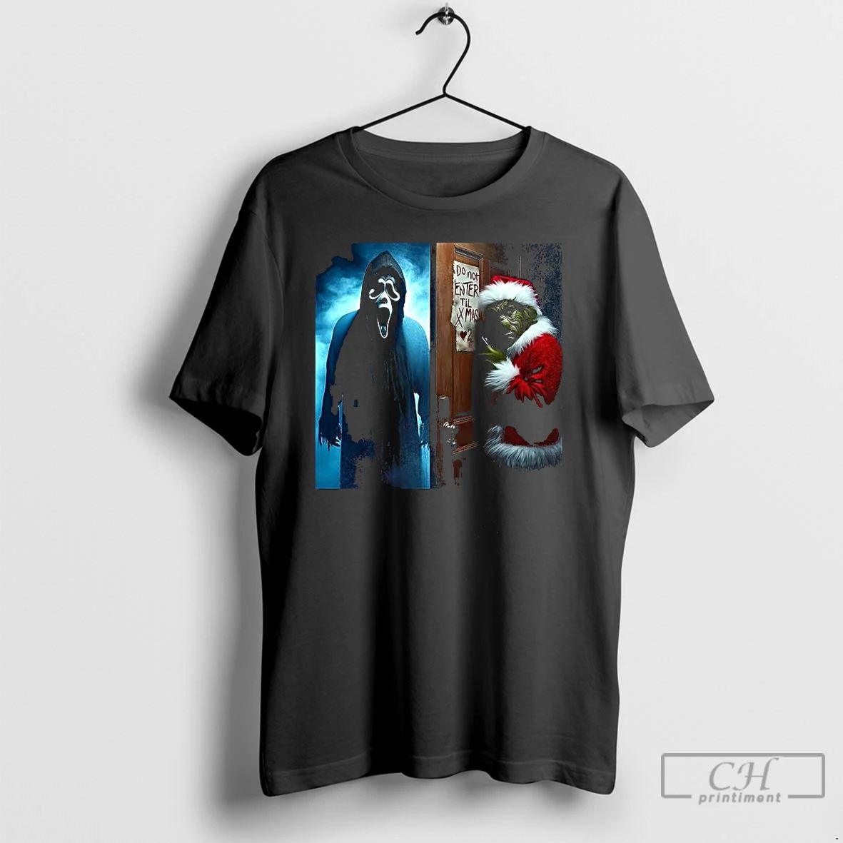 Premium Ghostface And The Grinch Do Not Enter Till Xmas Horror Christmas T Shirts