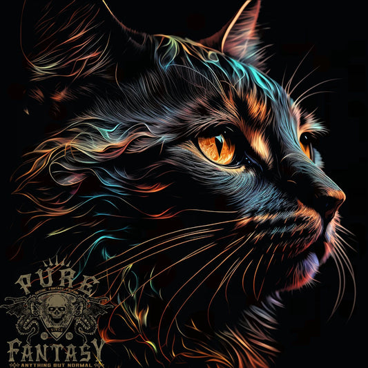 A Fantasy Cat With Cool Colours 2 Mens T-Shirt 100% Cotton