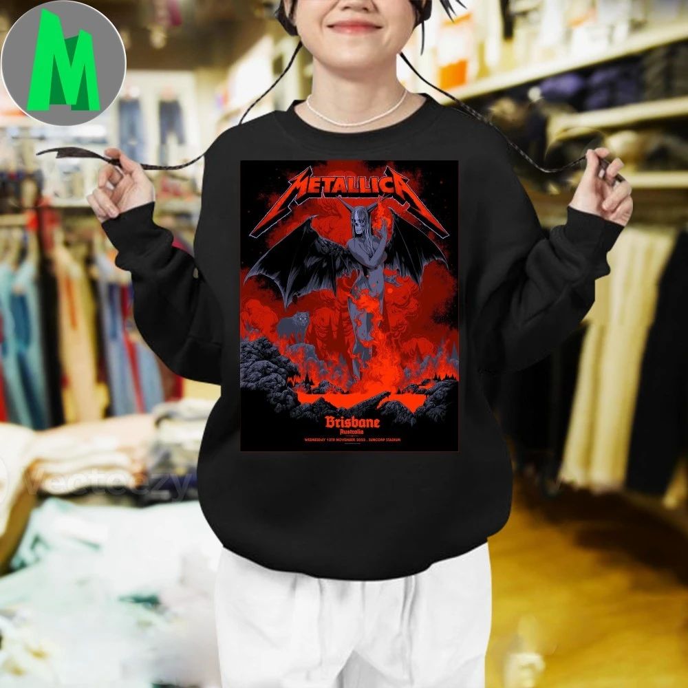 Metallica’s performance in Brisbane, Australia, on November 12, 2025, M72 world tour, special guests Evanescence and Suicidal Tendencies Shirt