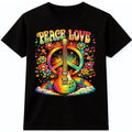 Music Festival T Shirt Peace Love Guitar Retro Hippie Boho Graphic Tee