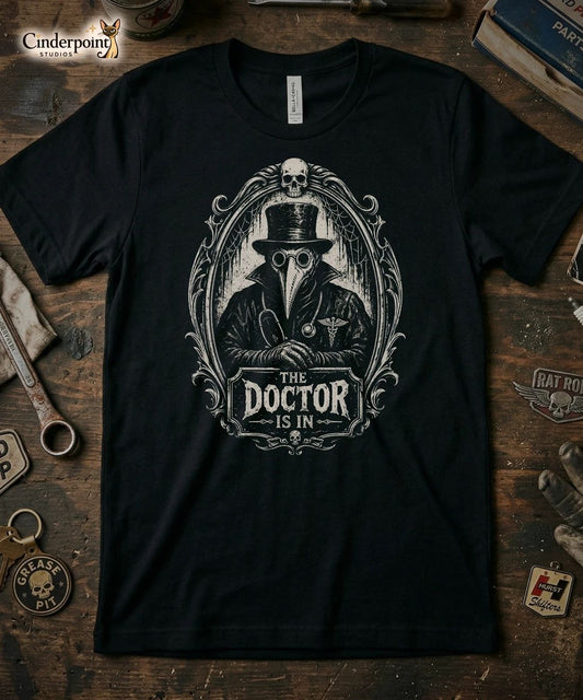 The Doctor Is In T-Shirt - Creepy Plague Doctor - Gothic Dark Academia Tee XS-5X