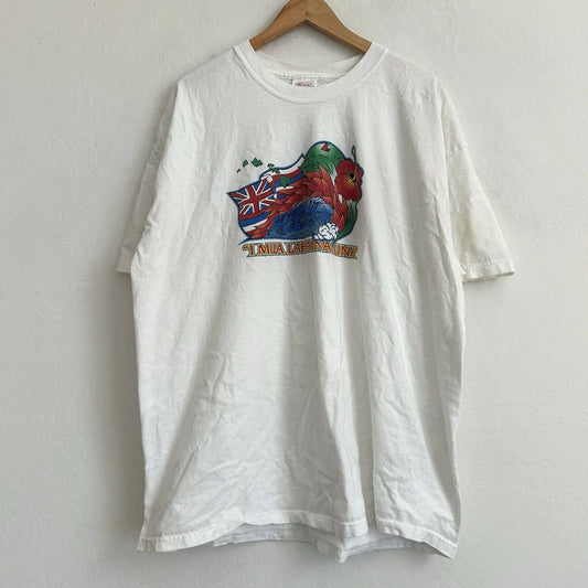 Hanes Beefy T Shirt 2XL Short Sleeve VTG 90s USA Hawaiian Maui Lahainaluna White