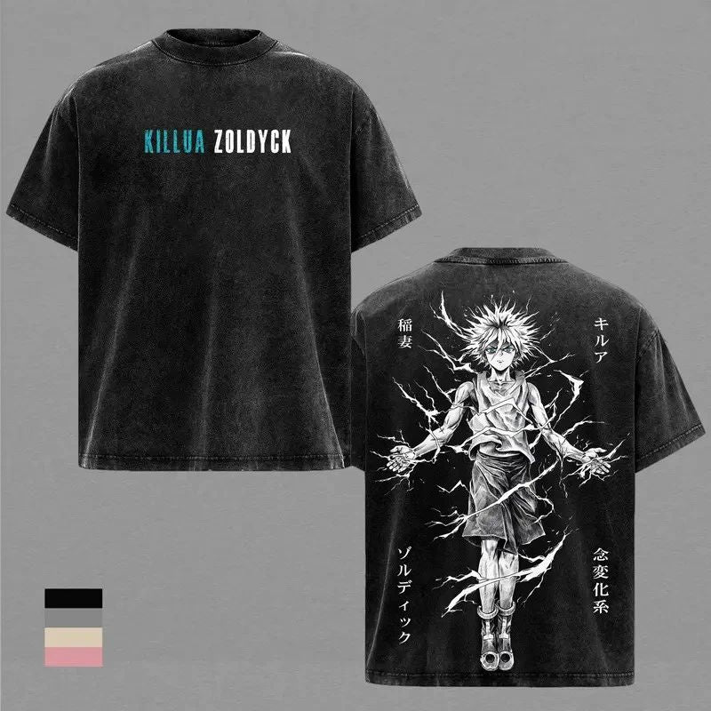 Killua Zoldyck Hunter x Hunter Anime  Dark Anime Streetwear T-Shirt.