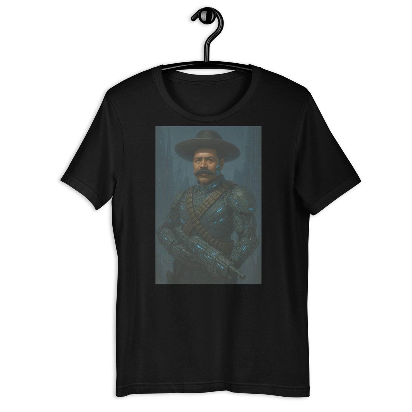 Futuristic Pancho Villa Cyberpunk Tee Mexican Revolution Sci Fi Warrior