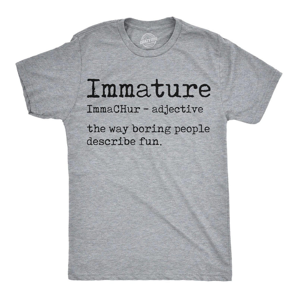Mens Funny T Shirts Immature Definition Sarcastic Dictionary Graphic Novelty Tee