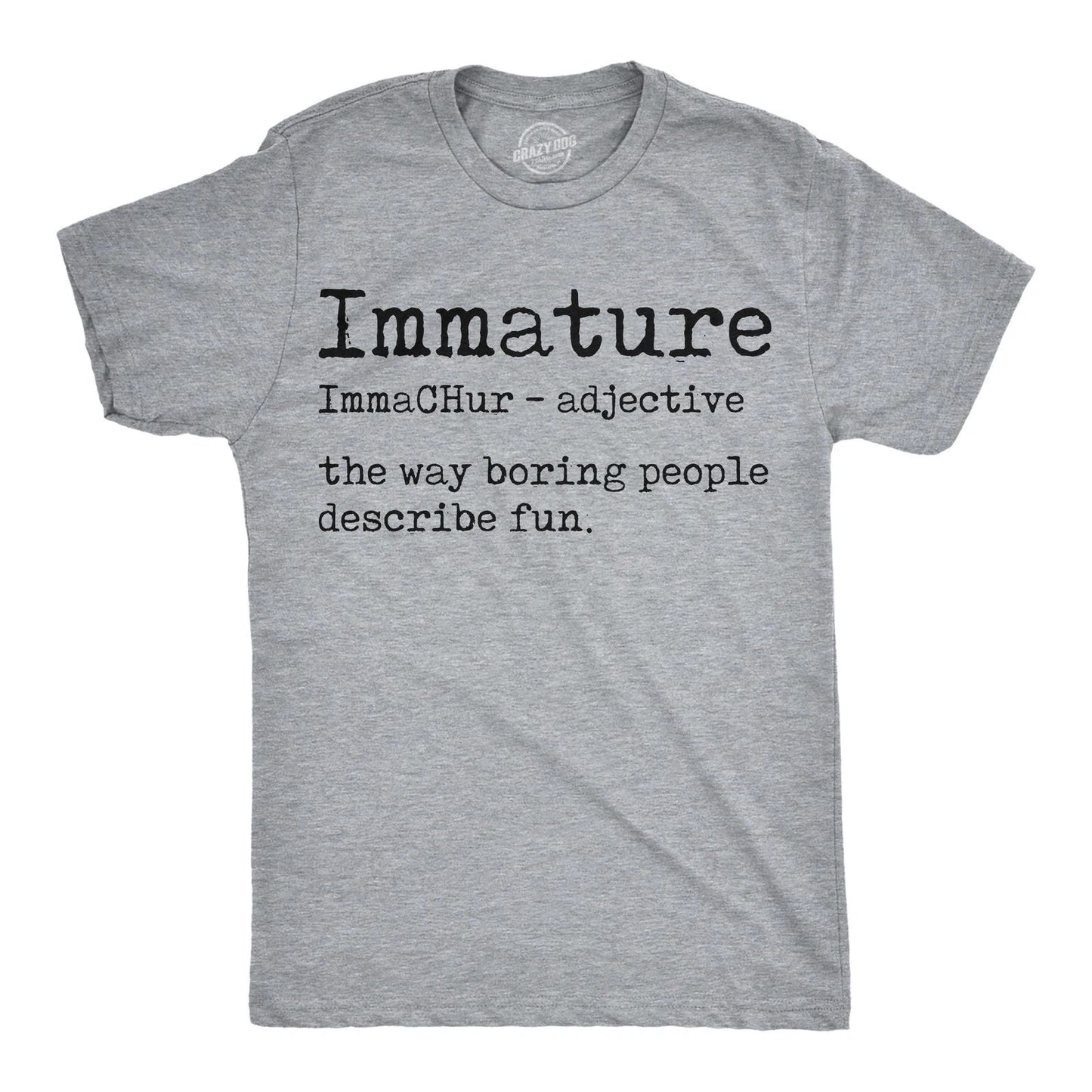 Mens Funny T Shirts Immature Definition Sarcastic Dictionary Graphic Novelty Tee