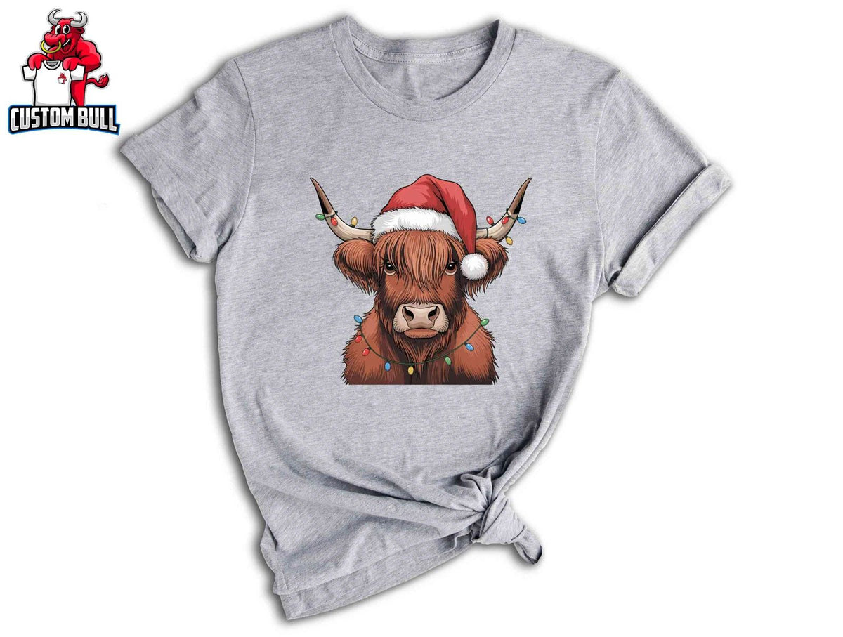Christmas Cow Shirt, Cow Lights Shirt, Cute Cow Shirt, Cow Lover Shirt