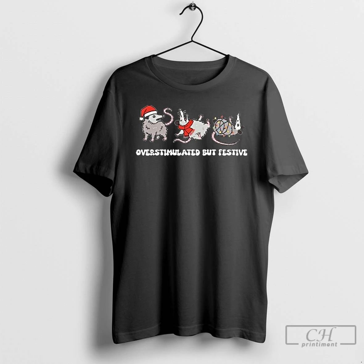 Classic Overstimulated But Festive Possum Christmas Long Sleve T Shirts