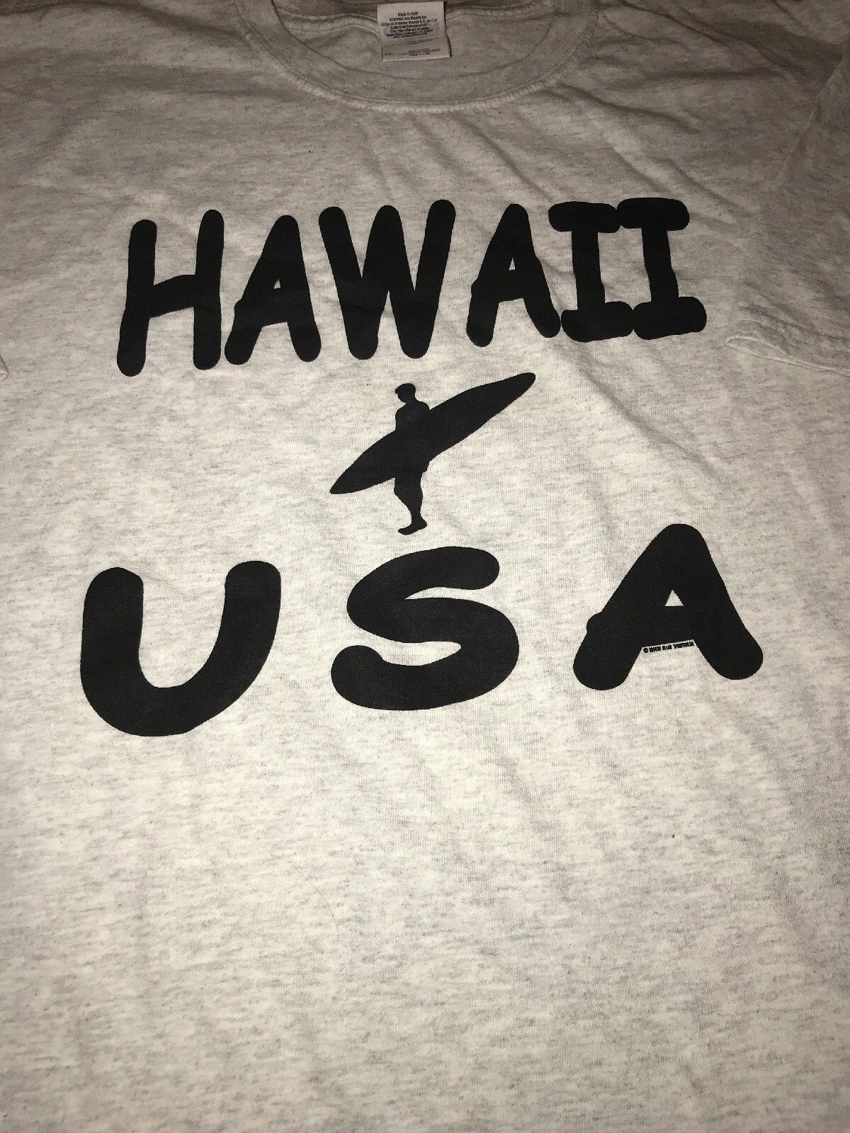 Gildan Hawaii USA Size xl Adult Gray Cotton T Shirt Surfer Surf Unisex