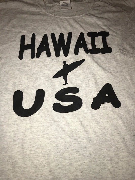 Gildan Hawaii USA Size xl Adult Gray Cotton T Shirt Surfer Surf Unisex