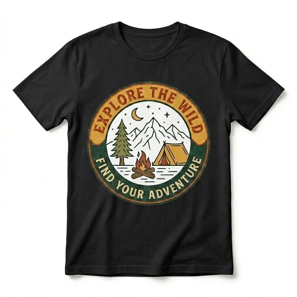 Explore The Wild Adventure T-Shirt Vintage Camping Hiking Mountain Outdoor