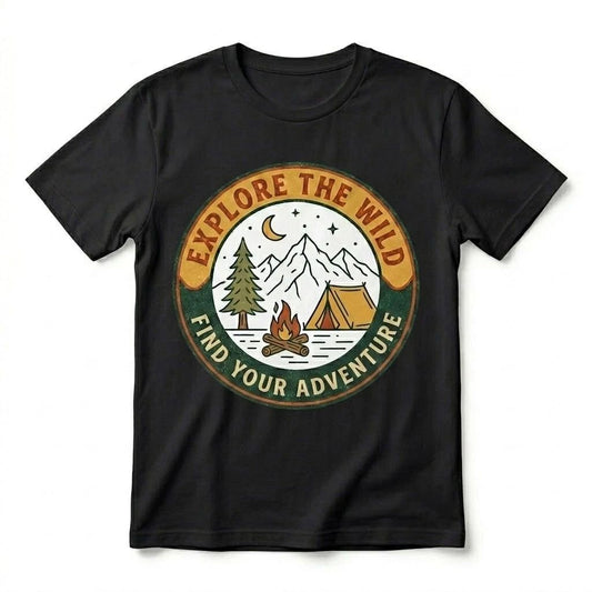 Explore The Wild Adventure T-Shirt Vintage Camping Hiking Mountain Outdoor