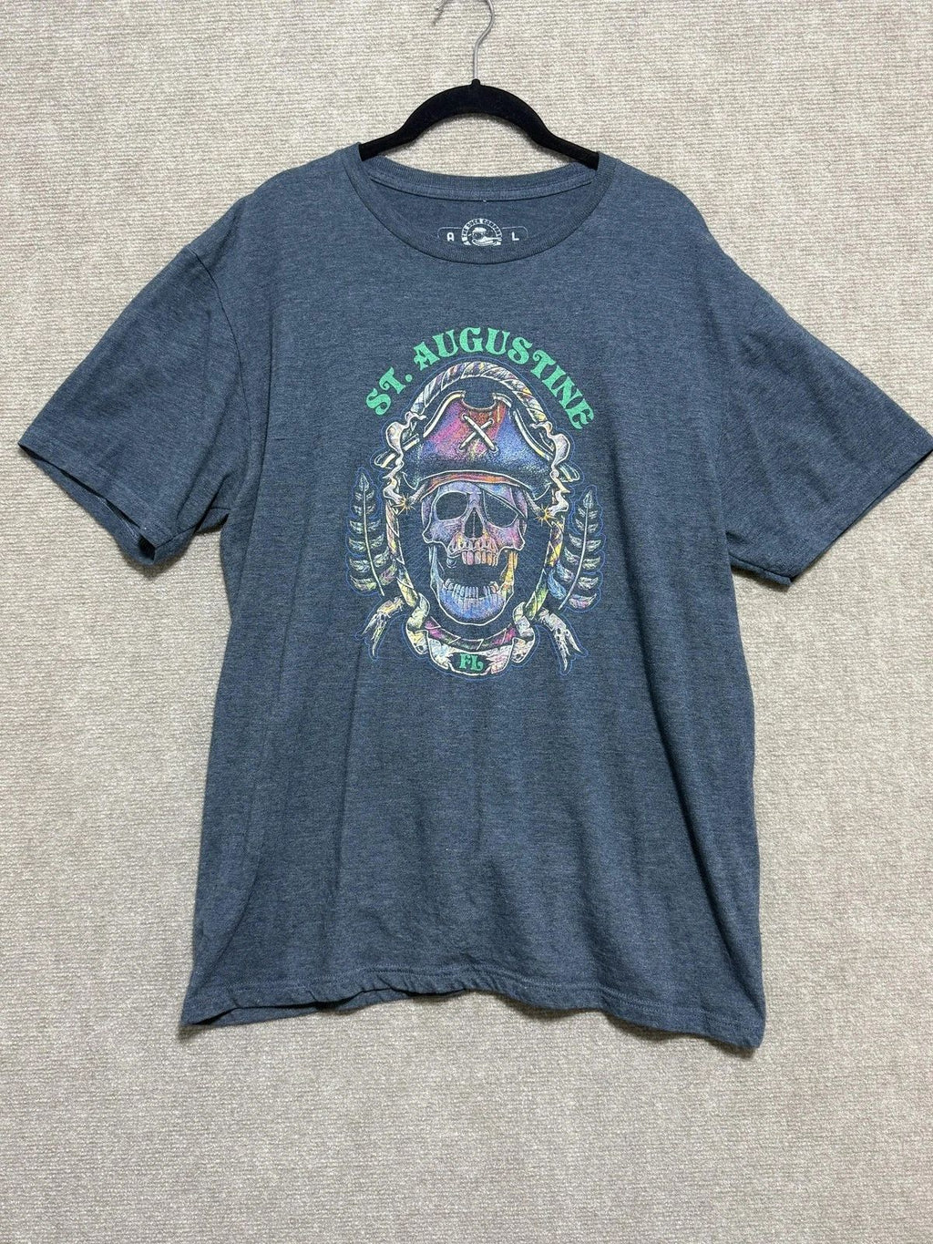 St Augustine Shirt Mens Large Pirate Skull Florida Graphic Tee Crewneck T-Shirt