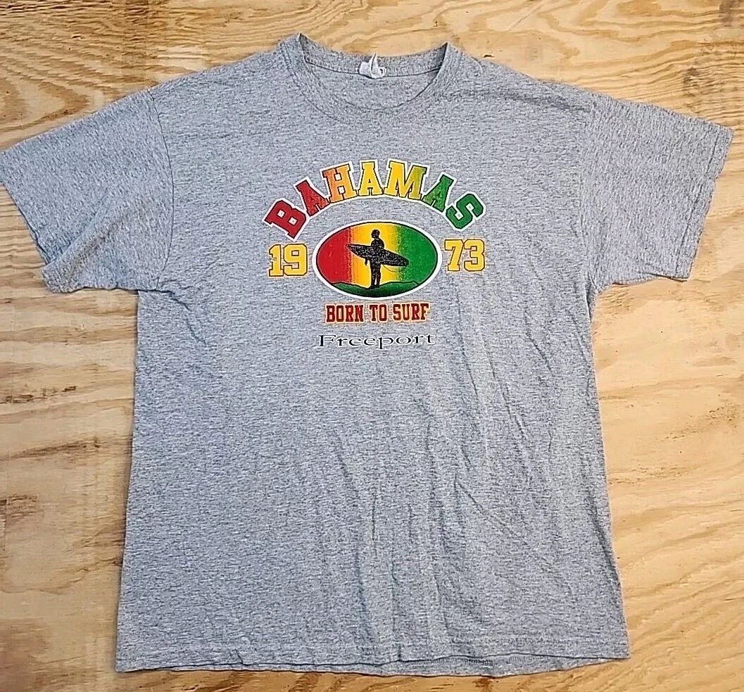 Bahamas Surf Graphics Gray Cotton Jerzees T-shirt Mens XL