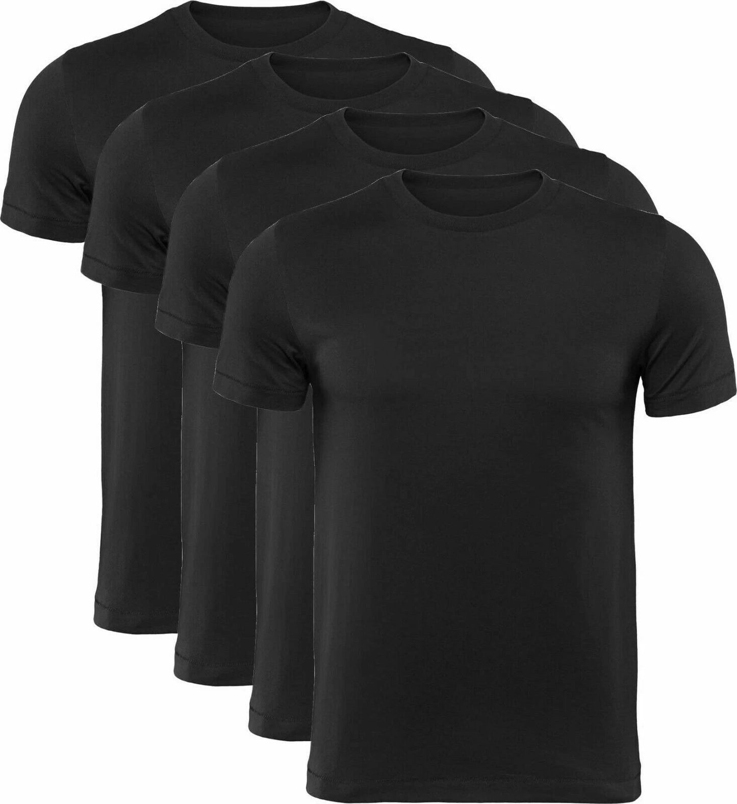 Men 1/2/4 Pack T-Shirt Black Plain Cotton T-Shirts Tee Crew Neck Size XS-2XL LOT