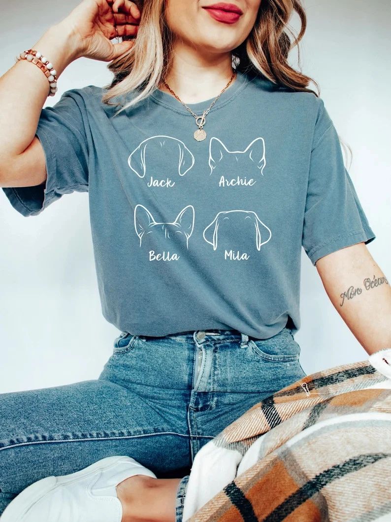 Custom Dog Ears Comfort Tee Personalized Pet Lover Gift