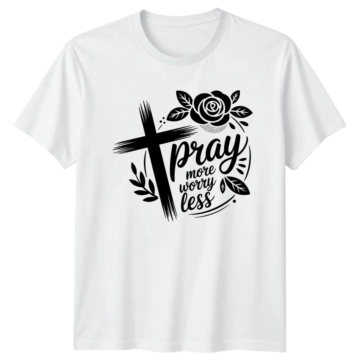 Pray More Worry Less T-Shirt Christian Faith Inspiration Gift For Him And Her