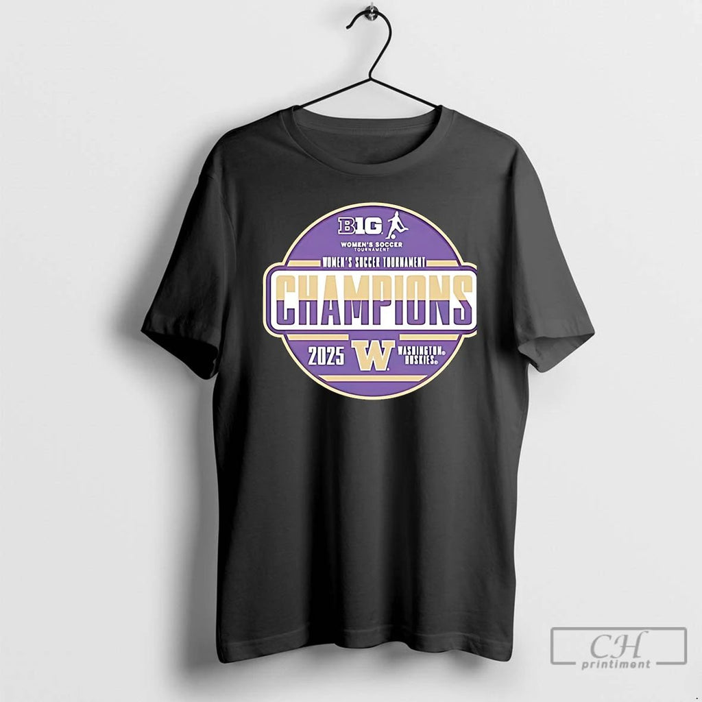 Premium Washington Huskies 2025 Big Ten Womens Soccer Tournament Champions Logo Christmas T Shirts
