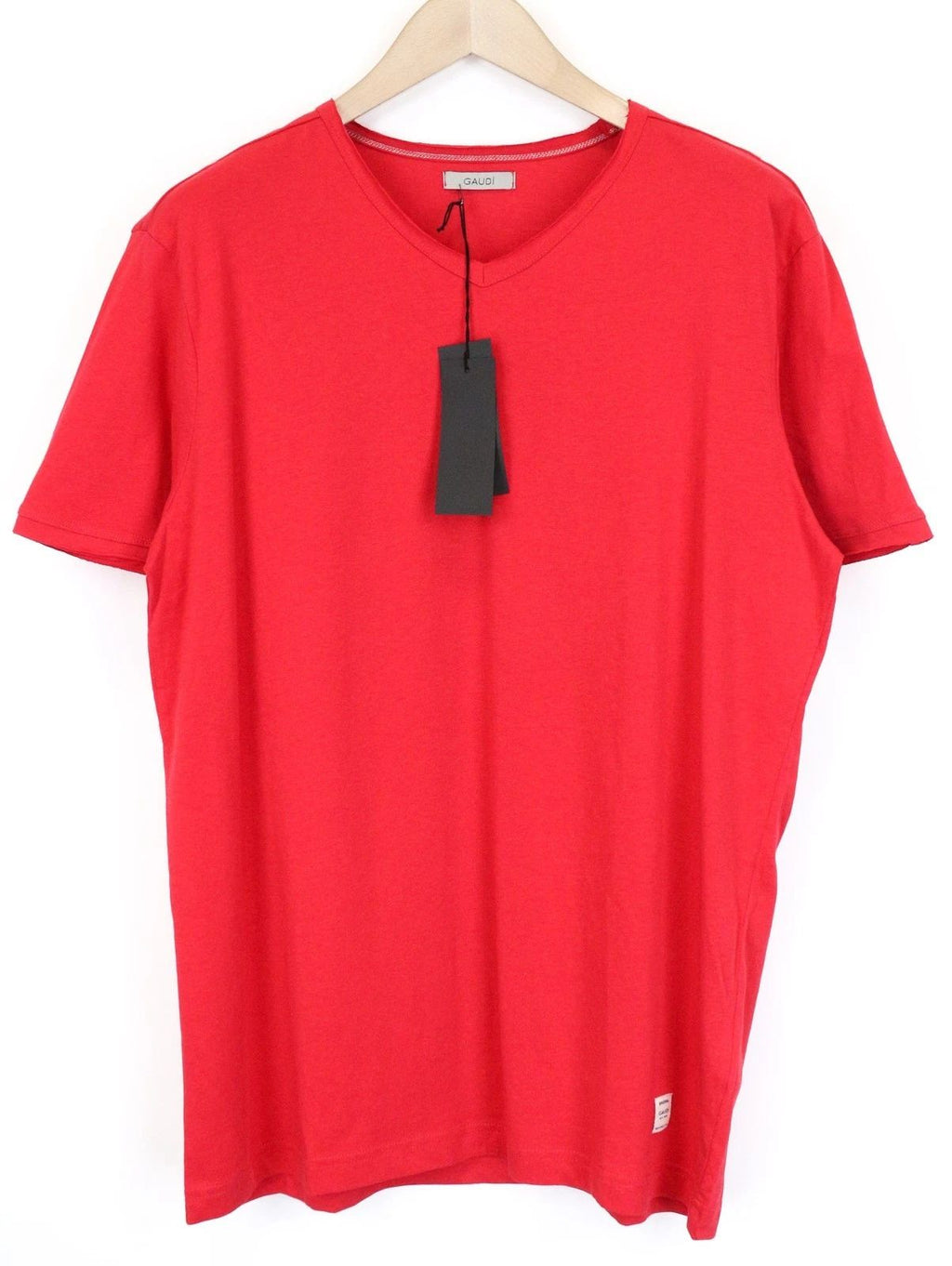 Gaudi Men's T-Shirt 2XL Red Pure Cotton Casual Short Sleeve V-Neck