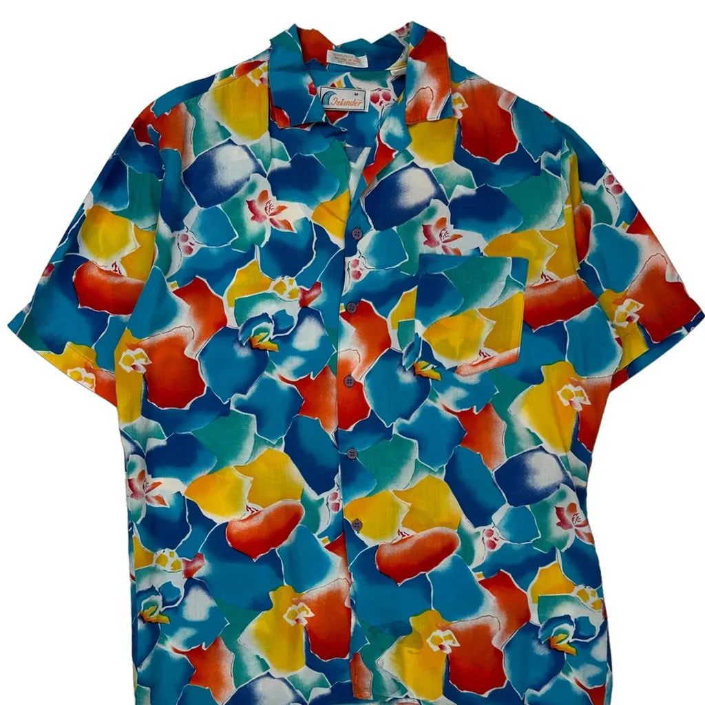 Islander Floral Hawaiian Shirt - Medium Multicoloured Viscose