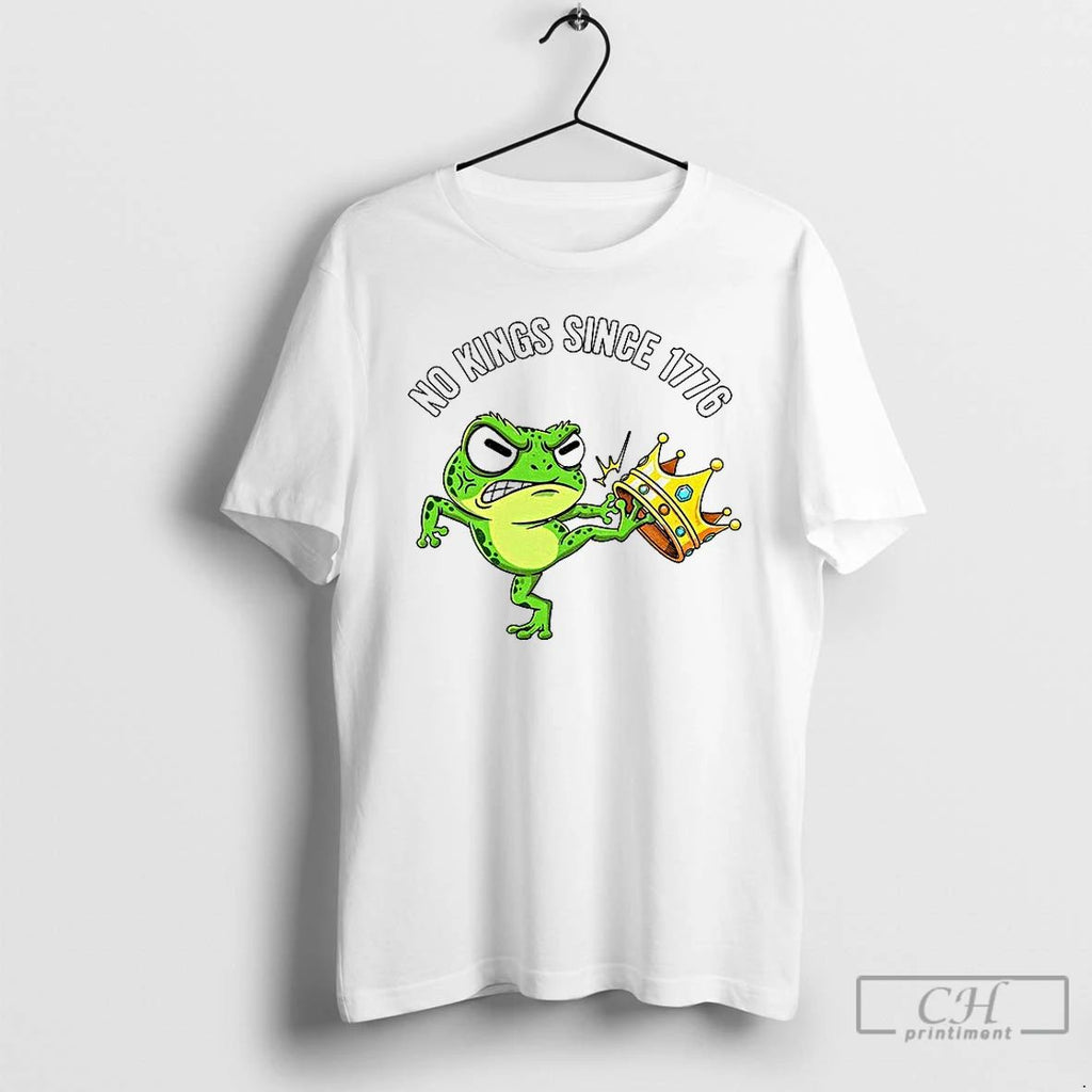 Classic Patriotic Frog No Kings Since 1776 American Independence T Shirts