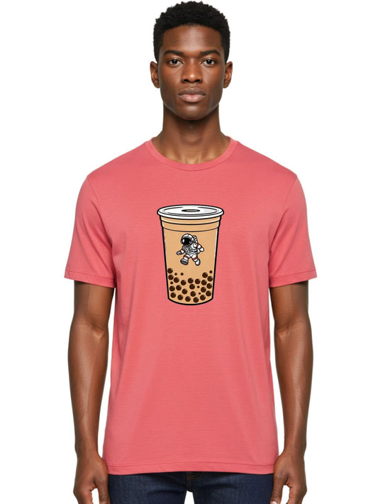 Astronaut-Bubble-Tea-8 Mens Graphic Tee, 100% Cotton, Casual Summer Wear
