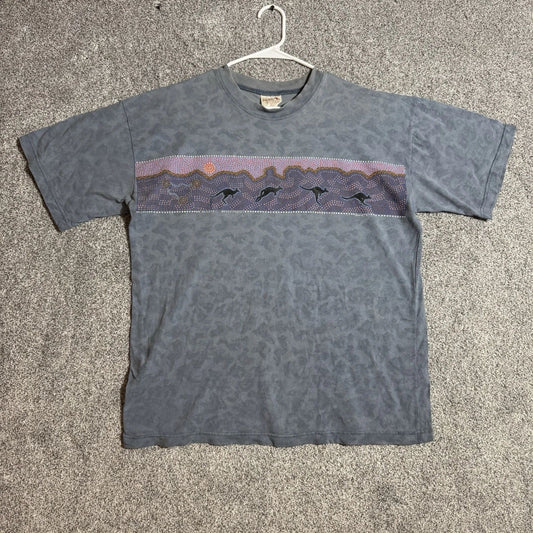 Vintage 90s T Shirt Mens Large Tribal Aboriginal Art Bellata Wendy Kangaroo Boho