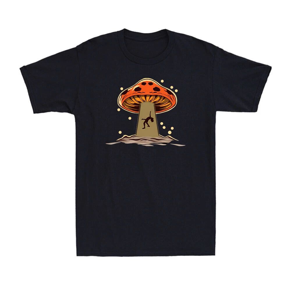 Mushroom UFO Alien Abduction T-Shirt Funny Sci-Fi Space Tee Men's T-Shirt