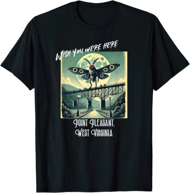 Wish You Were Here Mothman Cryptid Urban Legend Graphic T Shirt