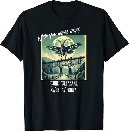 Wish You Were Here Mothman Cryptid Urban Legend Graphic T Shirt