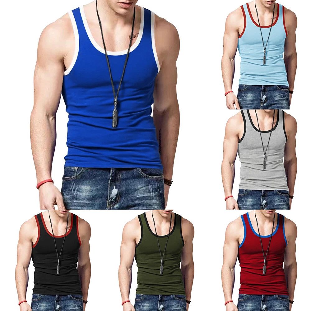Men Gym Tank Top Vest Sleeveless Bodybuilding Fitness Muscle Tee Slim T-shirt⇖