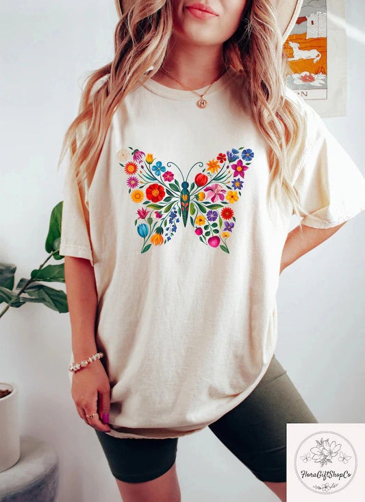 Floral Butterfly Comfort Tee Aesthetic Nature Core Cottagecore Soft Graphic