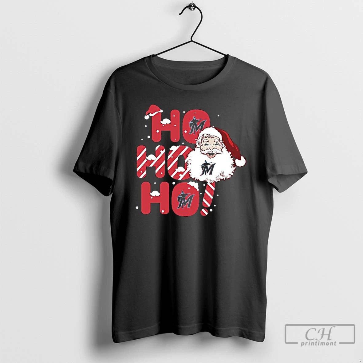 Premium 2025 Miami Marlins Christmas Santa Ho Ho Ho T Shirts