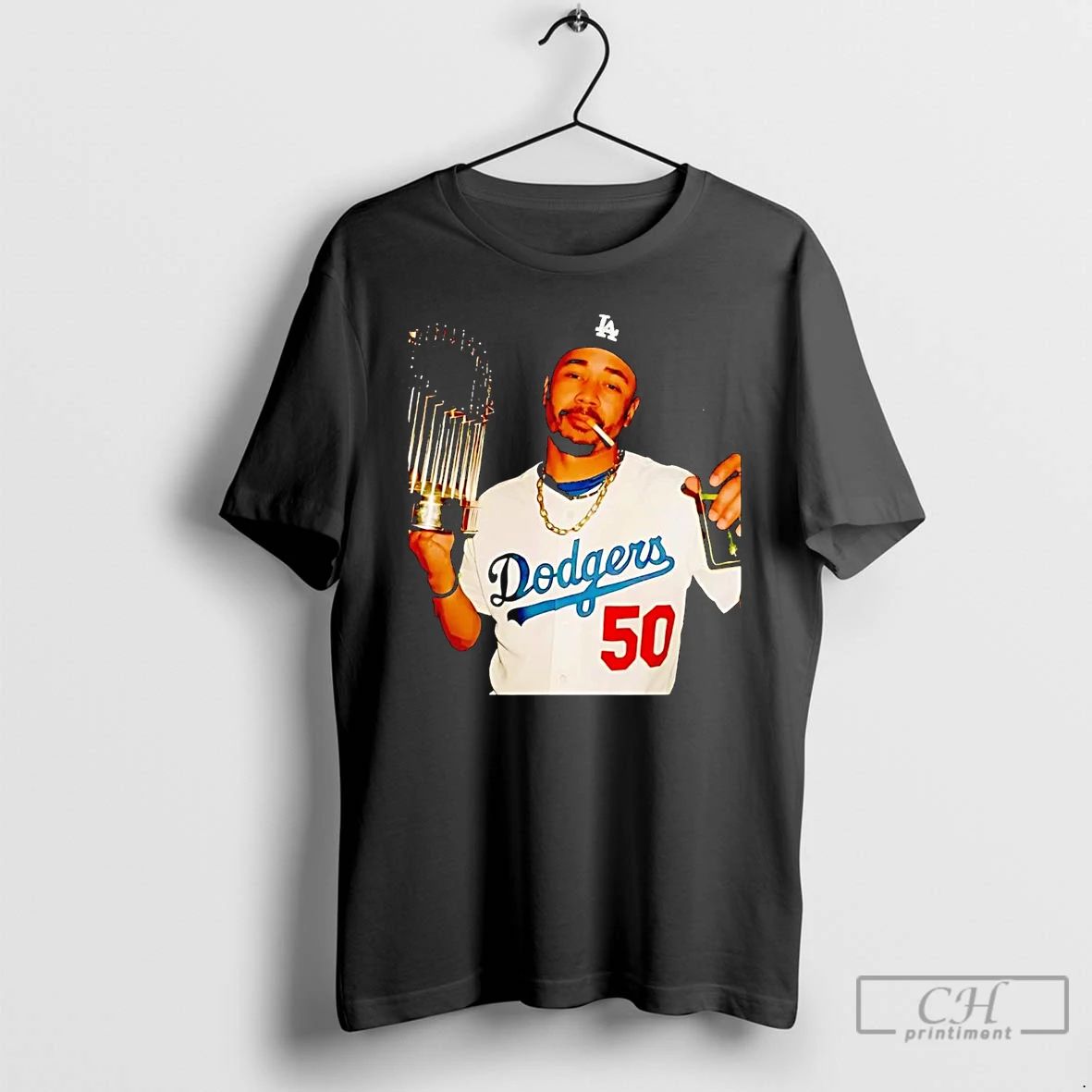 Classic Mookie Betts Smoking Trophy 2025 Dodgers Champion T Shirts