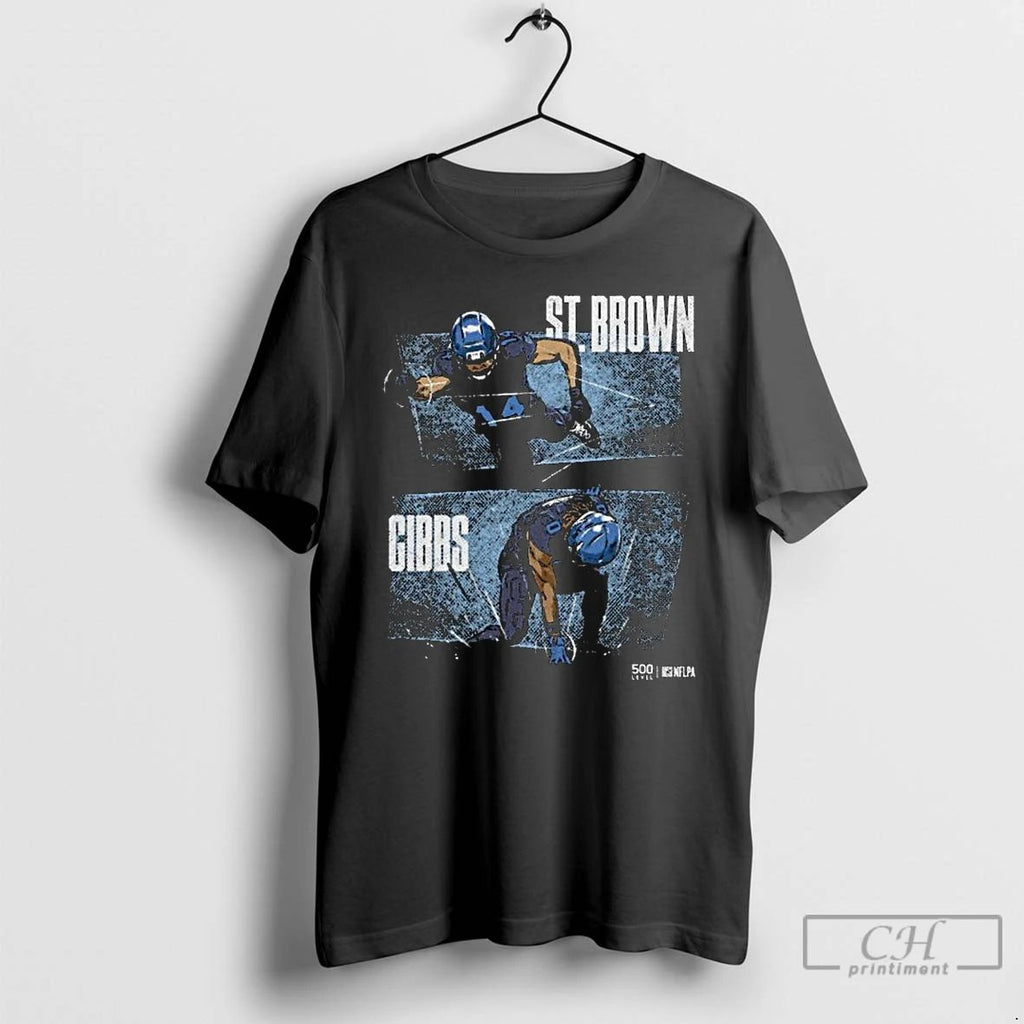 Classic Jahmyr Gibbs Amon Ra St Brown Detroit Dynamic Duo Long Sleve T Shirts
