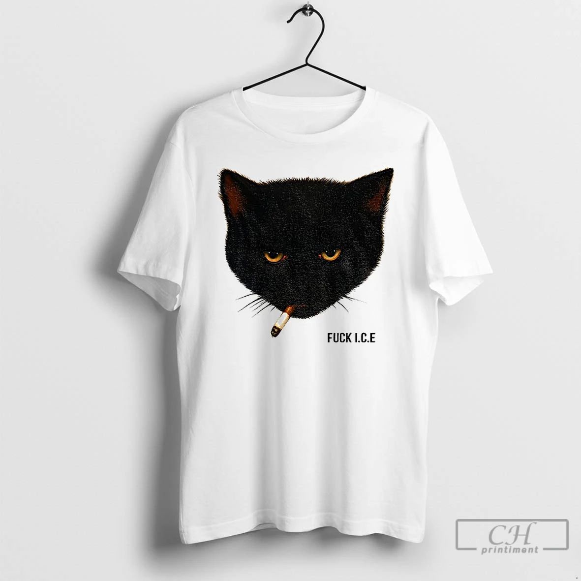 Premium Black Cat Fuck Ice Smoking T Shirts