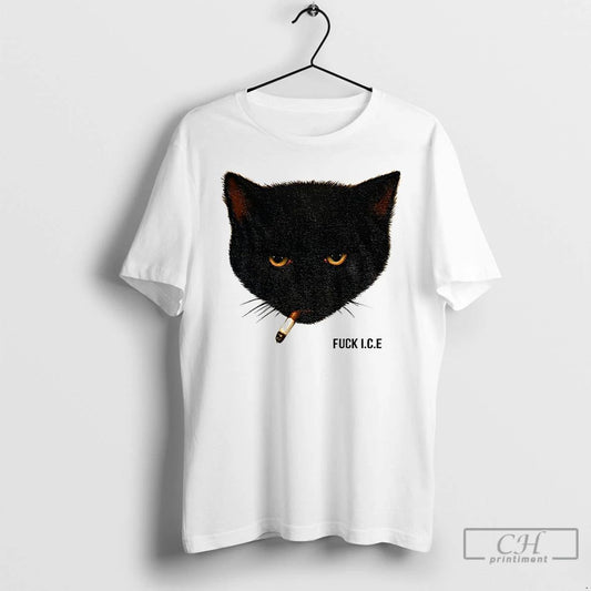 Premium Black Cat Fuck Ice Smoking T Shirts