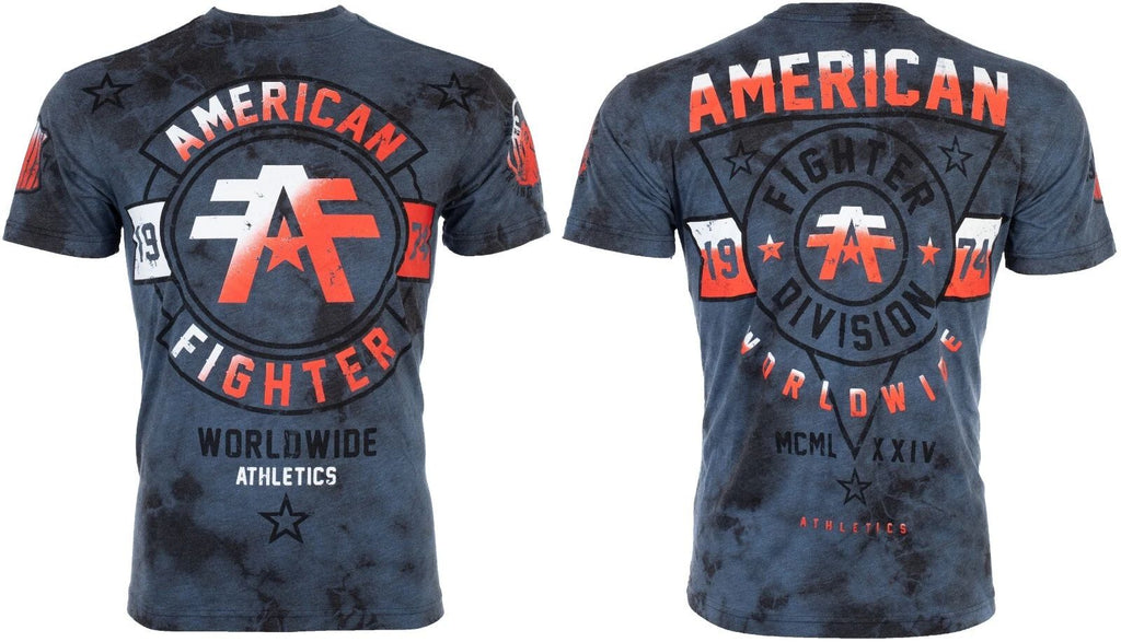 AMERICAN FIGHTER Men's T-Shirt SILVER LAKE Athletic Multicolor Biker MMA S-5XL