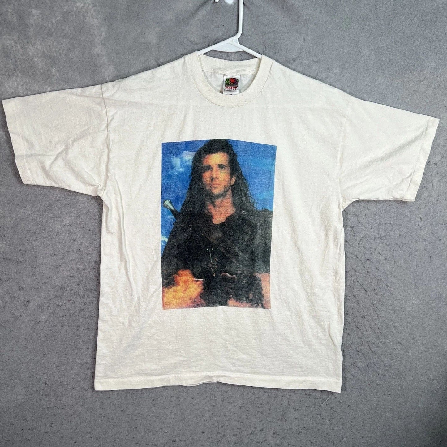 Vintage 90s Mel Gibson Braveheart Movie Promo T Shirt Adult XL White Mens
