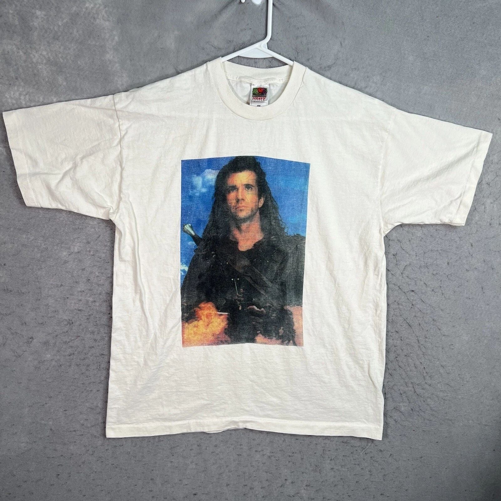 Vintage 90s Mel Gibson Braveheart Movie Promo T Shirt Adult XL White Mens