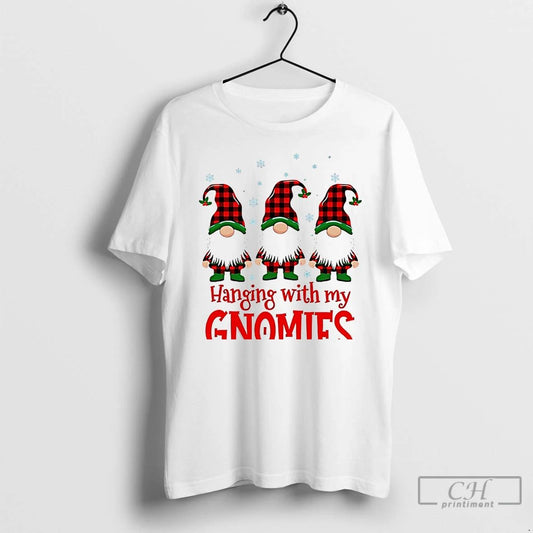 Classic Hanging With My Gnomies Plaid Christmas White T Shirts