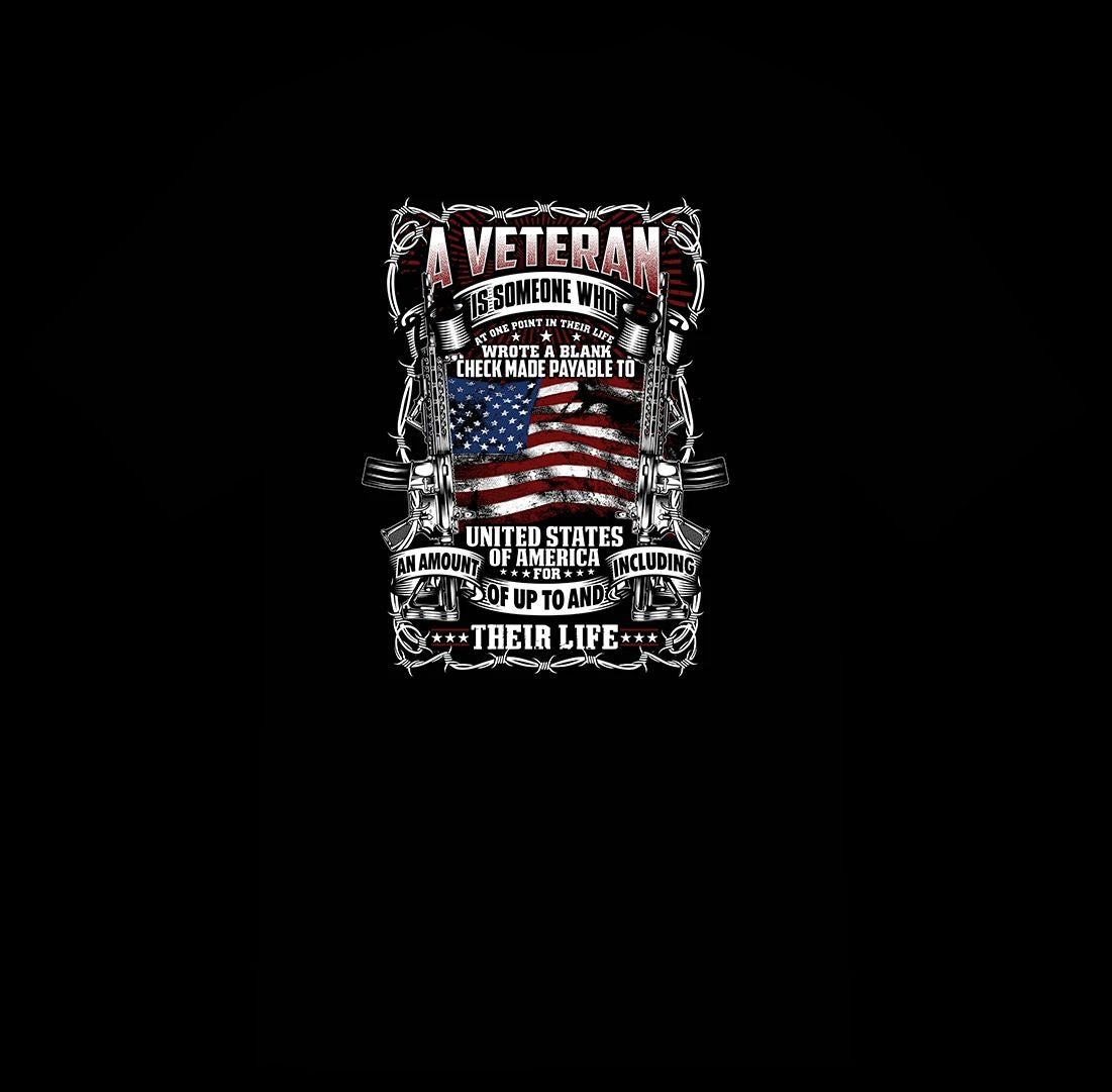 A veteran is someone who wrote a blank check to USA black tee shirt