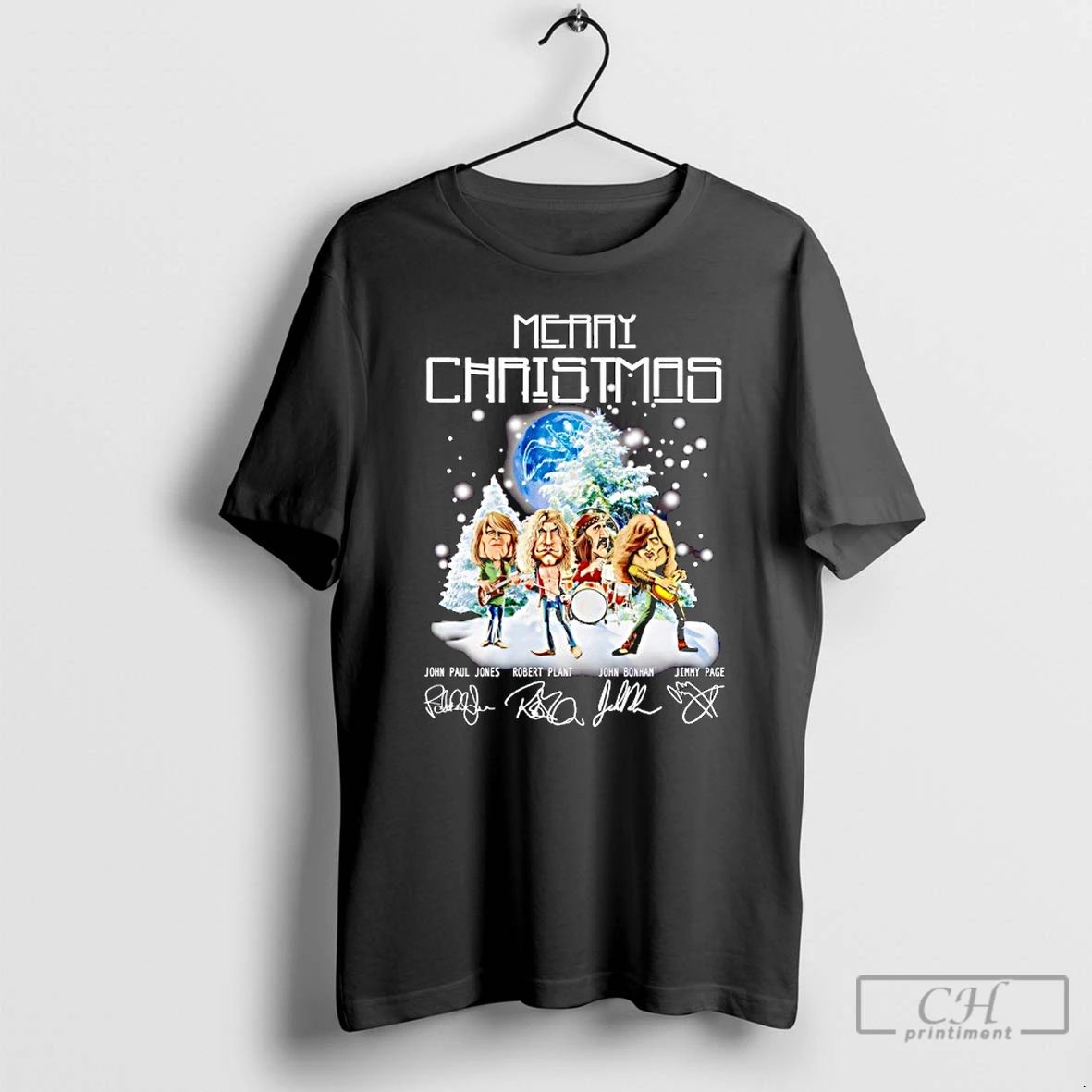 Premium Merry Christmas Led Zeppelin Band Members Signature T Shirts