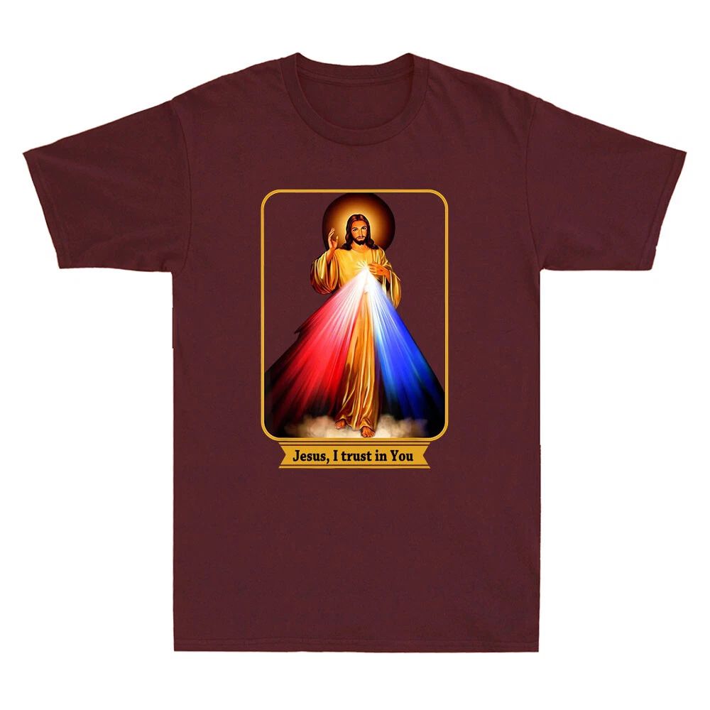 Jesus I Trust In You Divine Mercy Catholic Funny Jesus Meme Quote Men's T-Shirt