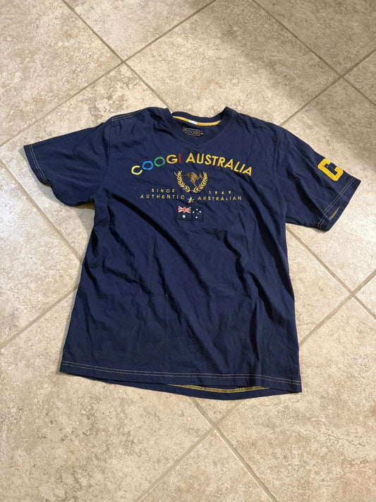 Coogi Australia Embroidered T Shirt XXL Navy Kangaroo Crest Y2K Streetwear