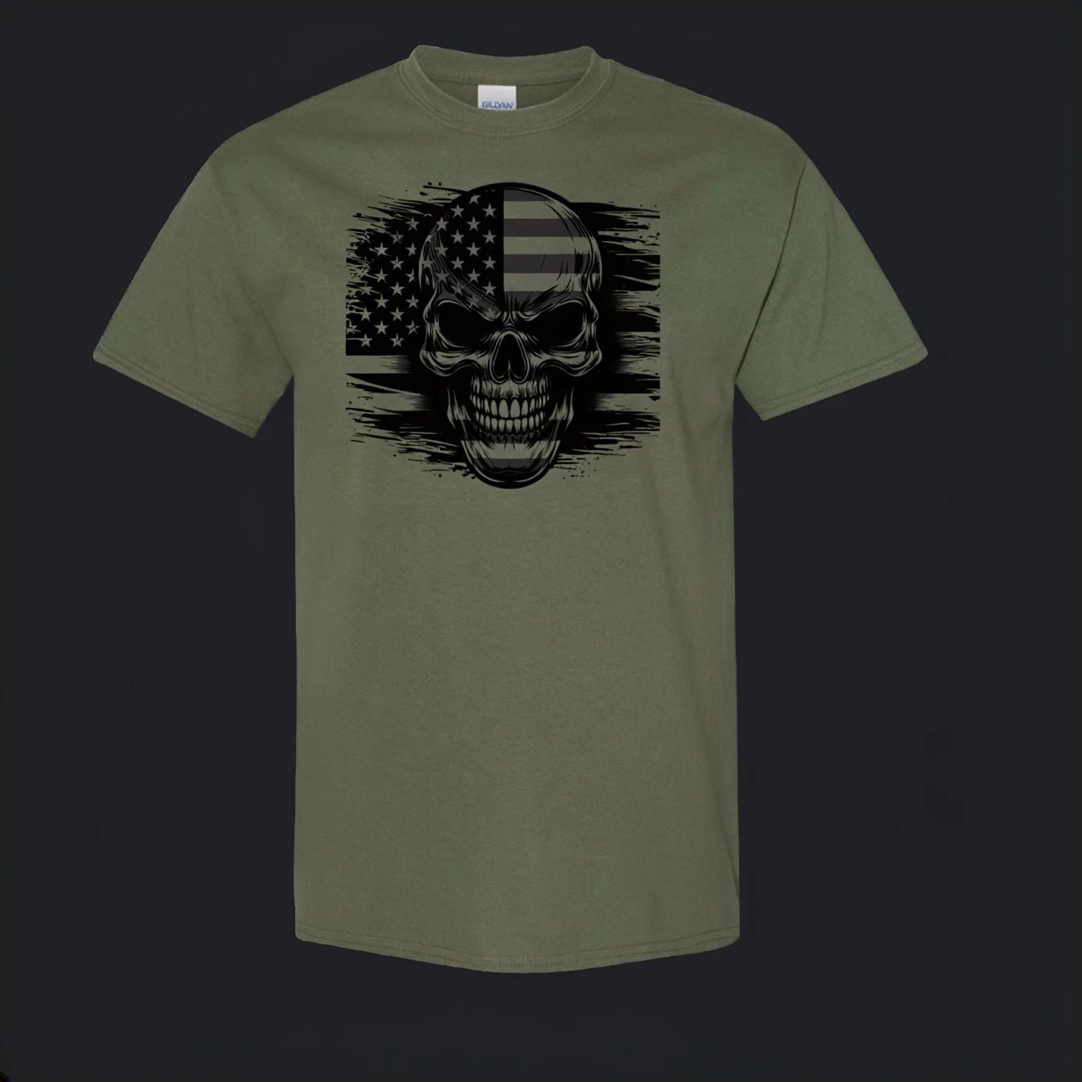 American Skull USA Flag Military Honor Veteran Patriotic Shirt