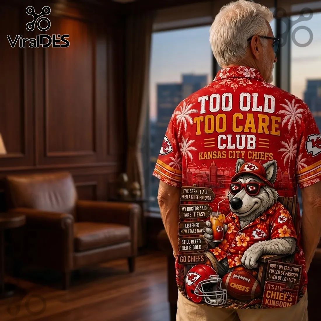Kansas City Chiefs Mascot Red Tropical Hawaiian Shirt